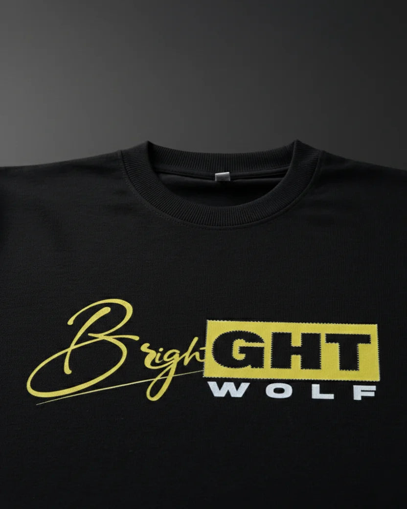Black DTF type Yellow Tshirt