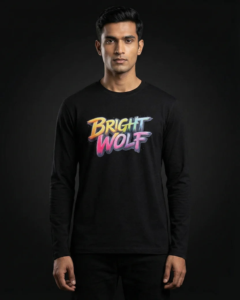 Black Full Sleeve DTF Rainbow Tshirt