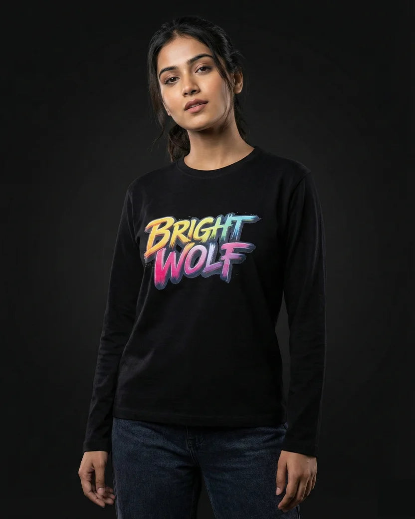Black Full Sleeve DTF Rainbow Tshirt