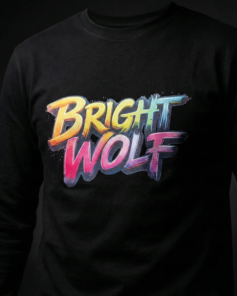 Black Full Sleeve DTF Rainbow Tshirt