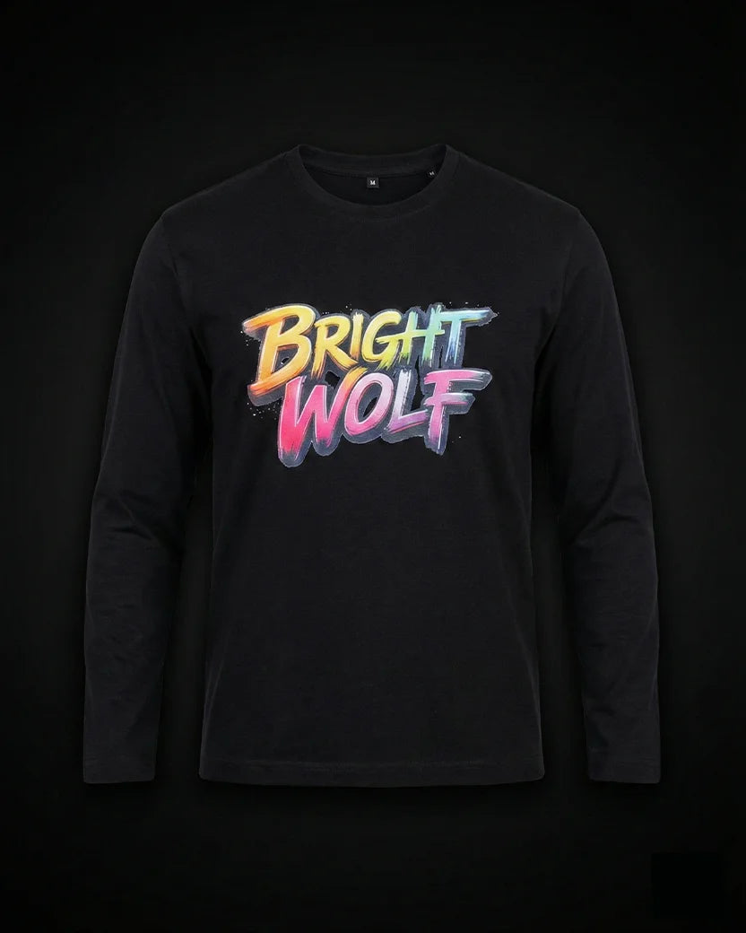 Black Full Sleeve DTF Rainbow Tshirt