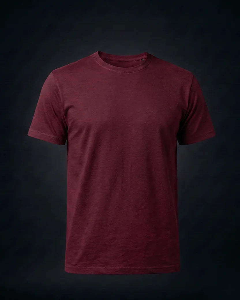 Maroon Plain Half Sleeve Tshirt