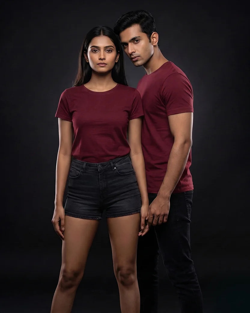 Maroon Plain Half Sleeve Tshirt