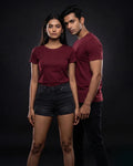 Maroon Plain Half Sleeve Tshirt