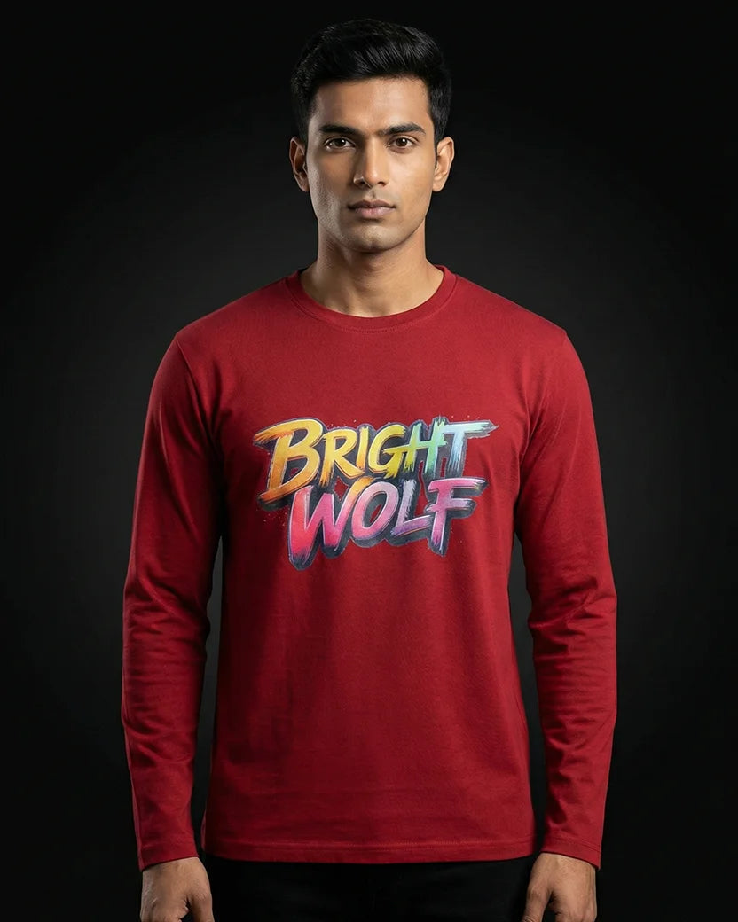 Maroon Full Sleeve DTF Rainbow Tshirt