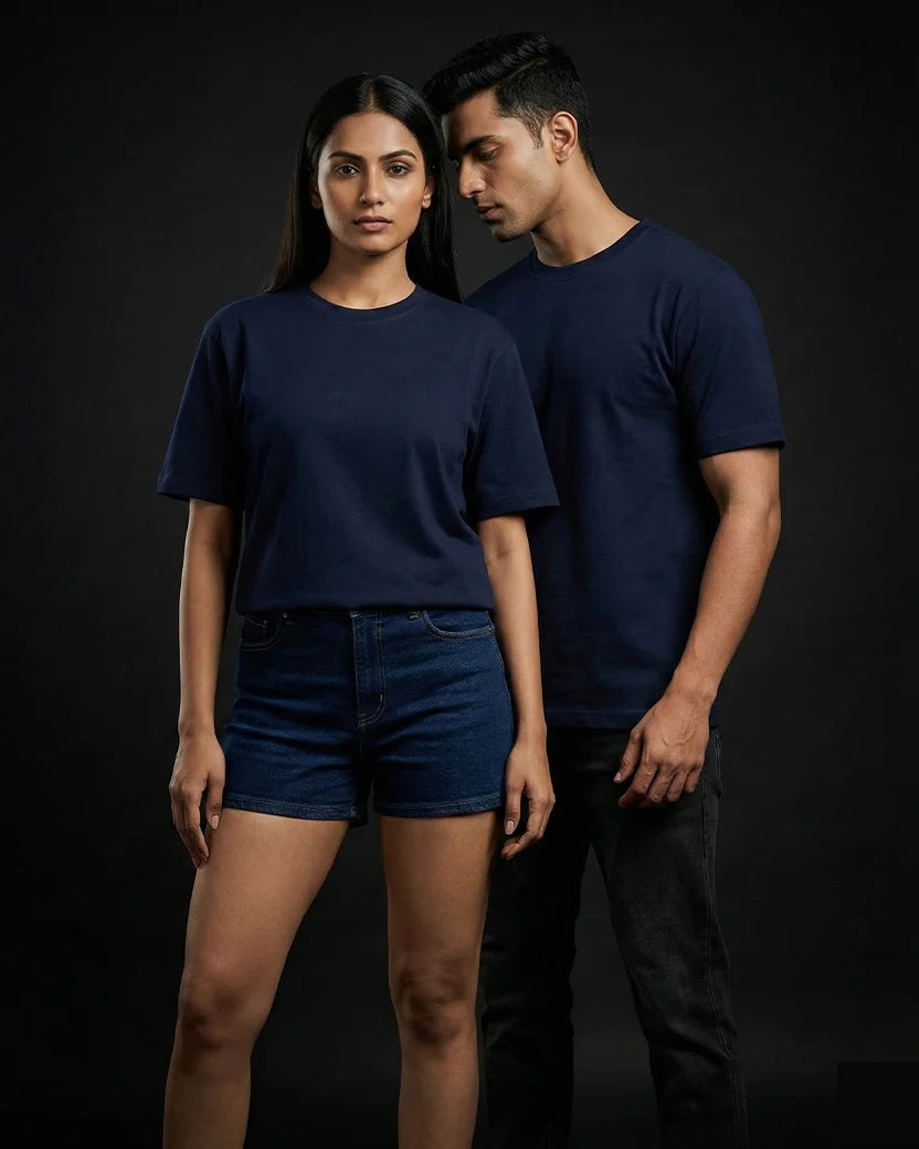 Navy Blue Plain Half Sleeve Tshirt
