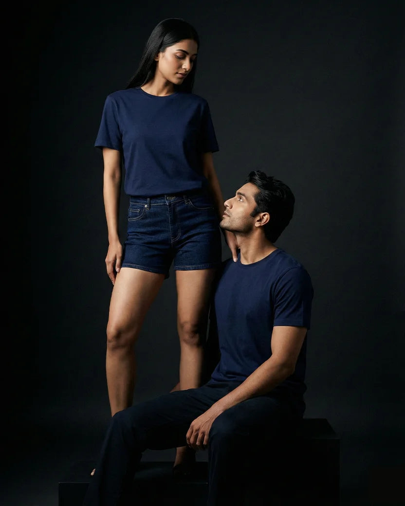 Navy Blue Plain Half Sleeve Tshirt
