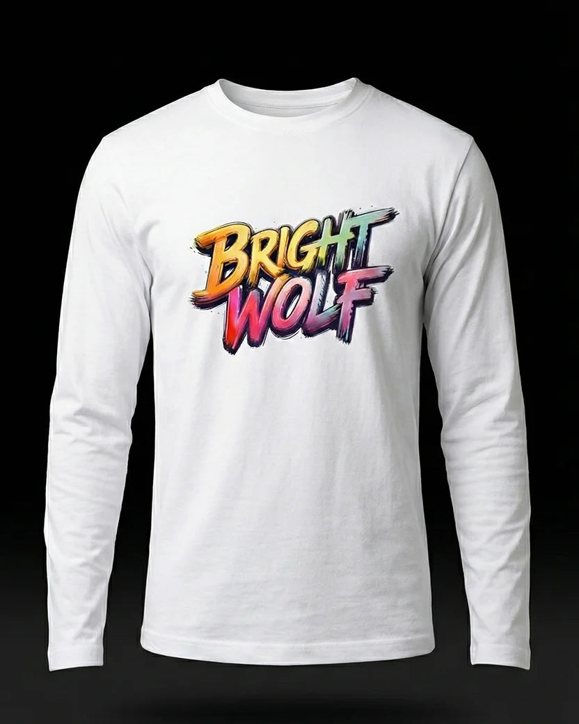 White Full Sleeve DTF Rainbow Tshirt